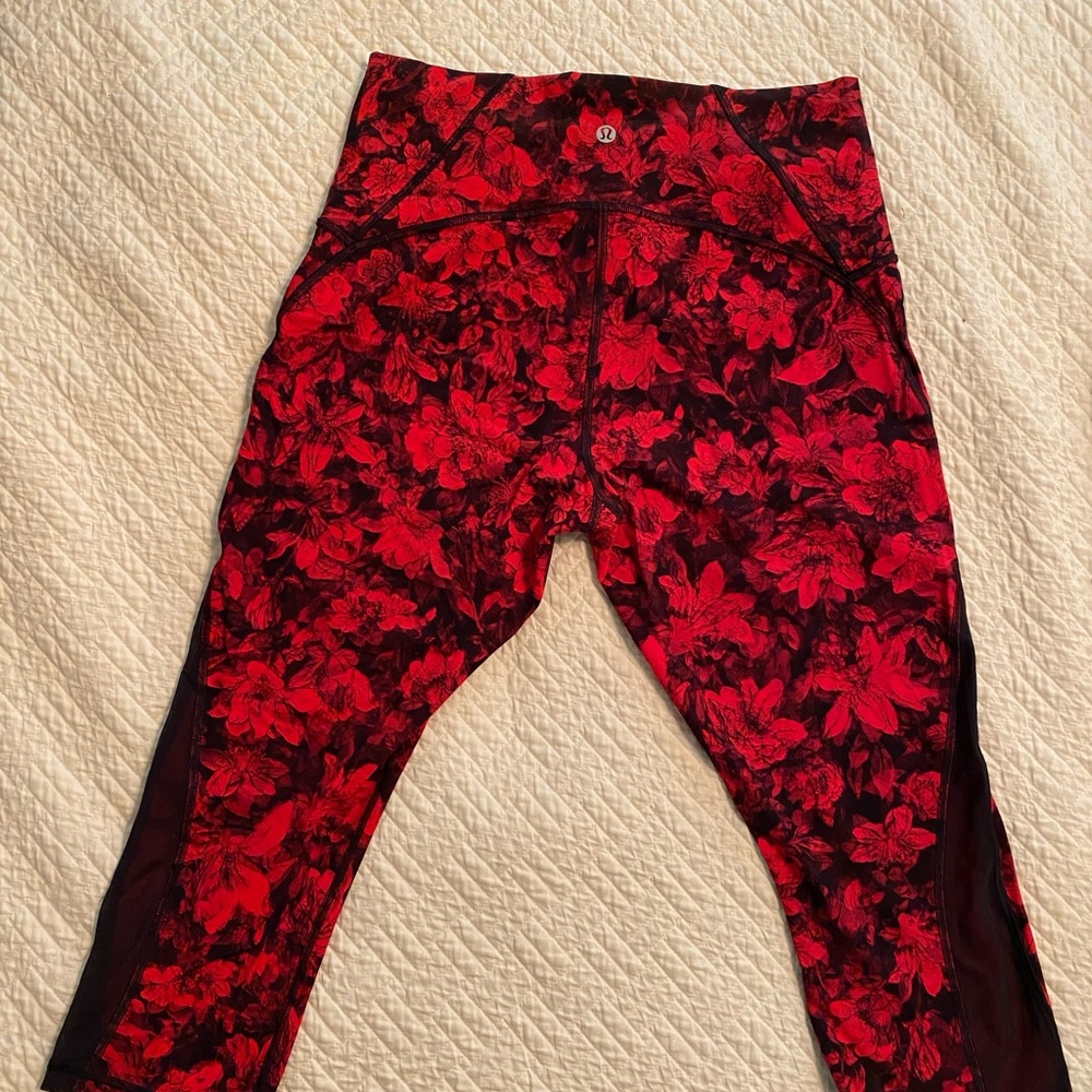 lululemon athletica Red Floral Leggings